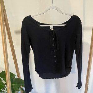 Free People Black Crop Long Sleeve